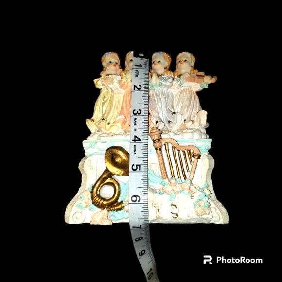 Vintage 4 Angel Flower Choir Girls Ceramic Music Box Figurine - Picture 8 of 10